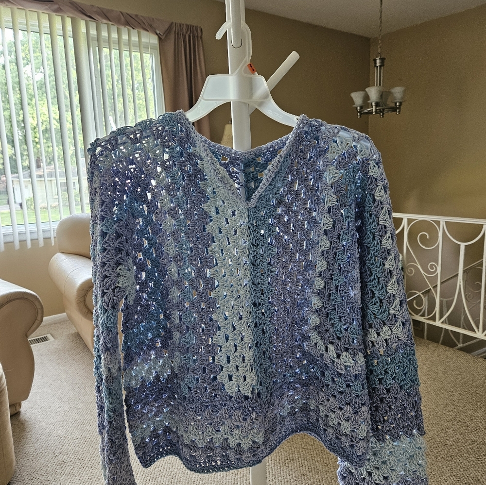 Hand made womens sweater. Fits Ladies Medium. Perfect over a tank top.